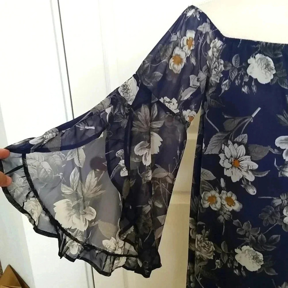 Altar'd State Navy Long sleeve Floral Dress - Picture 2 of 6